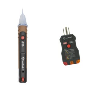 southwire tools 40116n ncv detector 100-600v ac & 40022s receptacle tester, black