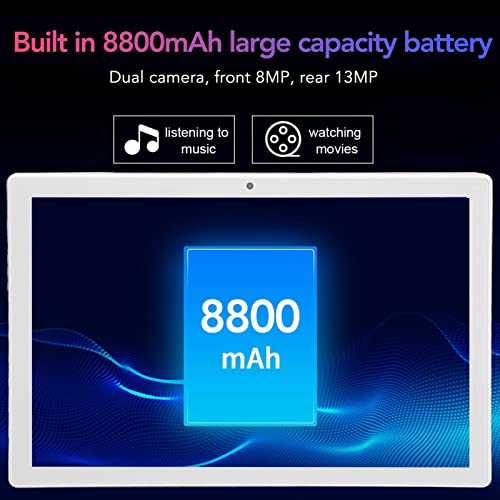 10 Inch Tablet, 8 Core Processor, 8GB 256GB Storage, 2.4G 5G WiFi Bluetooth5.0 GPS, 4G Network Calling Tablet for Android11, 8MP 13MP Cameras, 1920x1200 IPS Touchscreen