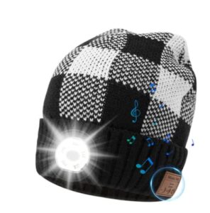 dead or alive bluetooth music headset hat binaural stereo led night lighting warning light warm knitted hat