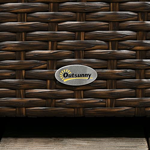 Outsunny Outdoor Deck Box, PE Rattan Wicker with Liner, Hydraulic Lift, and A Handle for Indoor, Outdoor, Patio Furniture Cushions, Pool, Toys, Garden Tools, Brown