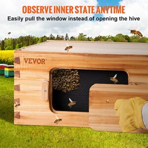 VEVOR Bee Hive, 10 Frame Complete Beehive Kit, Dipped in 100% Natural Beeswax Includes 2 Deep Brood & 2 Medium Honey Super Boxes with Waxed Foundations, for Beginners & Pro Beekeepers, 4 Layer