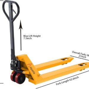 Aequanta Pallet Jack 3300lbs Capacity Electric Pallet Truck Lithium Battery Mini Type Jack 48''x27'' Fork and Manual Pallet Jack Industrial Hand Pallet Truck 48" Lx21'' W Forks 5500lbs Capacity