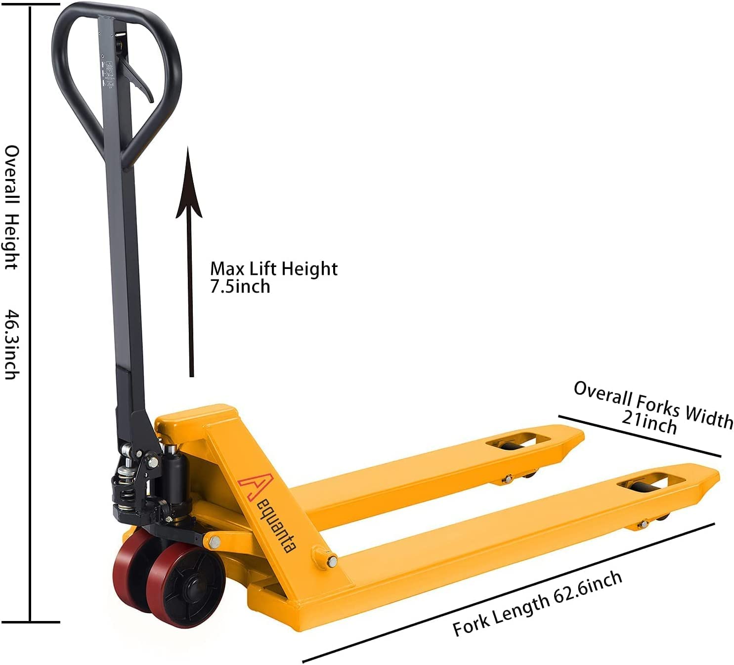 Aequanta Pallet Jack 3300lbs Capacity Electric Pallet Truck Lithium Battery Mini Type Jack 48''x27'' Fork and Manual Pallet Jack Industrial Hand Pallet Truck 48" Lx21'' W Forks 5500lbs Capacity