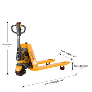 Aequanta Pallet Jack 3300lbs Capacity Electric Pallet Truck Lithium Battery Mini Type Jack 48''x27'' Fork and Manual Pallet Jack Industrial Hand Pallet Truck 48" Lx21'' W Forks 5500lbs Capacity