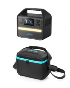 anker 521 portable power station upgraded with lifepo4 battery, 256wh 6-port powerhouse, 300w (peak 600w) solar generator with anker carrying case bag(s), 2 ac outlets, 60w usb-c pd output, outdoor