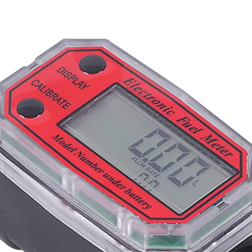 Garosa Electronic Fuel Meter, 1in Electronic Fuel Meter, Digital Display Gear Fuelmeter Liquid Water Meter, Science Lab Flowmeters (Red)