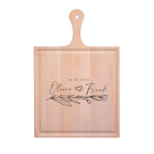 Custom Cutting Board | Personalized Cutting Board | Wedding Gifts | Custom Cutting Boards Wood Engraved | Engraved Cutting Board Personalized | Engagement Gift For Couple (With Handle)