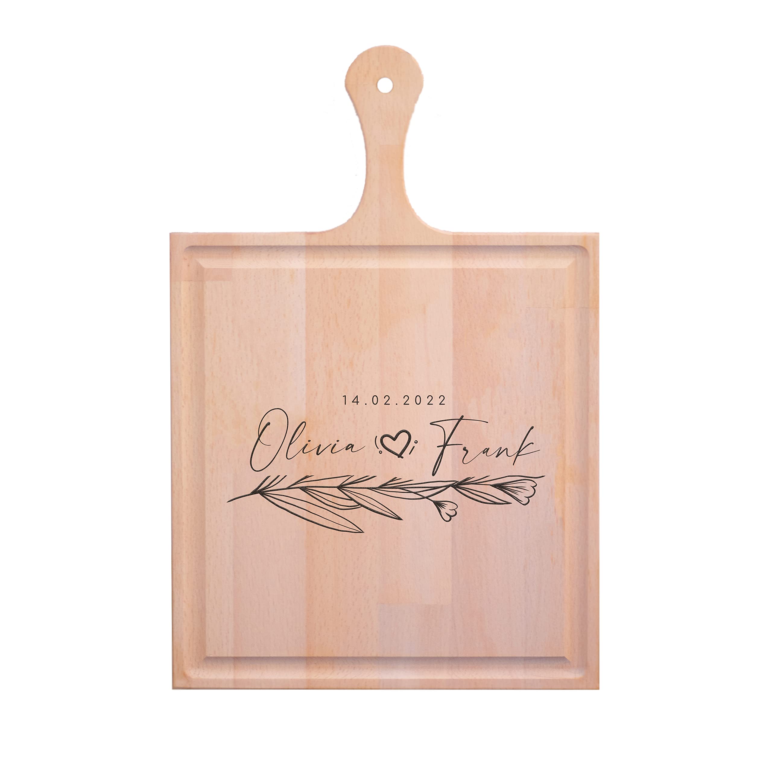 Custom Cutting Board | Personalized Cutting Board | Wedding Gifts | Custom Cutting Boards Wood Engraved | Engraved Cutting Board Personalized | Engagement Gift For Couple (With Handle)