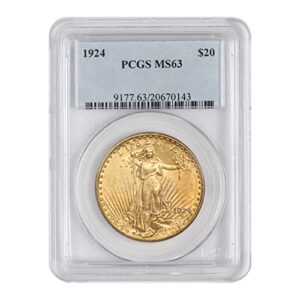 1924 american gold saint gaudens double eagle ms-63 by mint state gold $20 ms63 pcgs