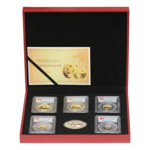 cn 2011 set of 5 chinese gold panda gembu first strike w/original government box and certificate of authenticity by mint state gold gem bu