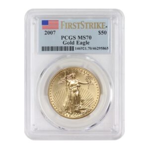 2007 1oz american gold eagle ms-70 first strike by mint state gold $50 ms70 pcgs