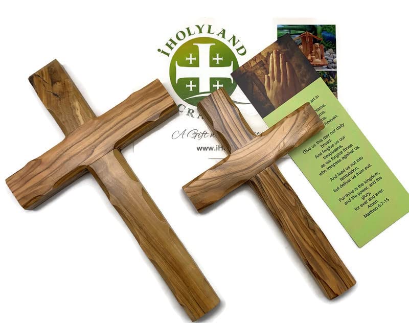 Olive Wood Wall Cross from Bethlehem, Wall Hanging Wooden Cross, confirmation cross gift, Baptism Gifts, Holy Wall cross, Hand Made religious décor Cross From the Holy Land (Medium Cross 6.2" x 4.2")