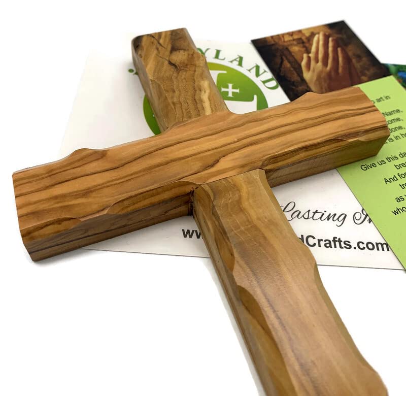 Olive Wood Wall Cross from Bethlehem, Wall Hanging Wooden Cross, confirmation cross gift, Baptism Gifts, Holy Wall cross, Hand Made religious décor Cross From the Holy Land (Medium Cross 6.2" x 4.2")