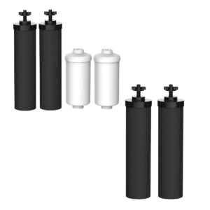 filterlogic nsf/ansi 372 certified water filter, replacement for black filters (bb9-2) & fluoride filters (pf-2) combo pack and gravity filter system - includes 2 black filters and 2 fluoride filters