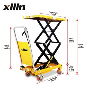 Xilin Manual Pallet Jack Truck,5500-Lbs, Capacity Pallet Truck 48" L x21 W Forks and Manual Double Scissors Trolley 770 lbs Capacity