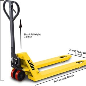 Xilin Manual Pallet Jack Truck,5500-Lbs, Capacity Pallet Truck 48" L x21 W Forks and Manual Double Scissors Trolley 770 lbs Capacity