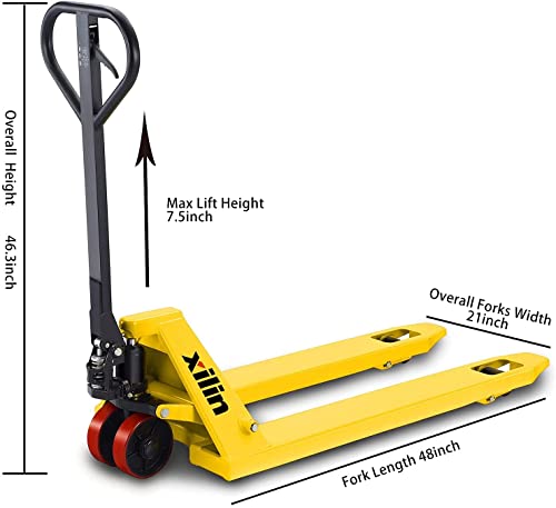 Xilin Manual Pallet Jack Truck,5500-Lbs, Capacity Pallet Truck 48" L x21 W Forks and Manual Double Scissors Trolley 770 lbs Capacity