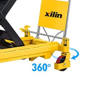 Xilin Full Electric Lithium Pallet Truck Lithium Battery Mini Type Walkie Pallet Truck 48"x27" Fork Size and Manual Lift Table with Double Scissor and 1760lbs Capacity