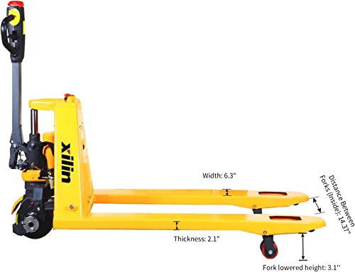 Xilin Full Electric Lithium Pallet Truck Lithium Battery Mini Type Walkie Pallet Truck 48"x27" Fork Size and Manual Lift Table with Double Scissor and 1760lbs Capacity