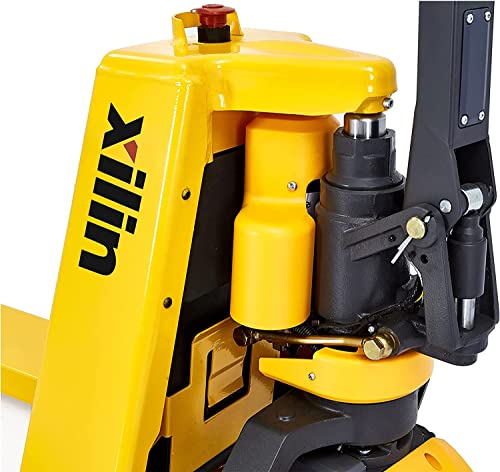 Xilin Full Electric Lithium Pallet Truck Lithium Battery Mini Type Walkie Pallet Truck 48"x27" Fork Size and Manual Lift Table with Double Scissor and 1760lbs Capacity