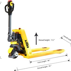 Xilin Full Electric Lithium Pallet Truck Lithium Battery Mini Type Walkie Pallet Truck 48"x27" Fork Size and Manual Lift Table with Double Scissor and 1760lbs Capacity