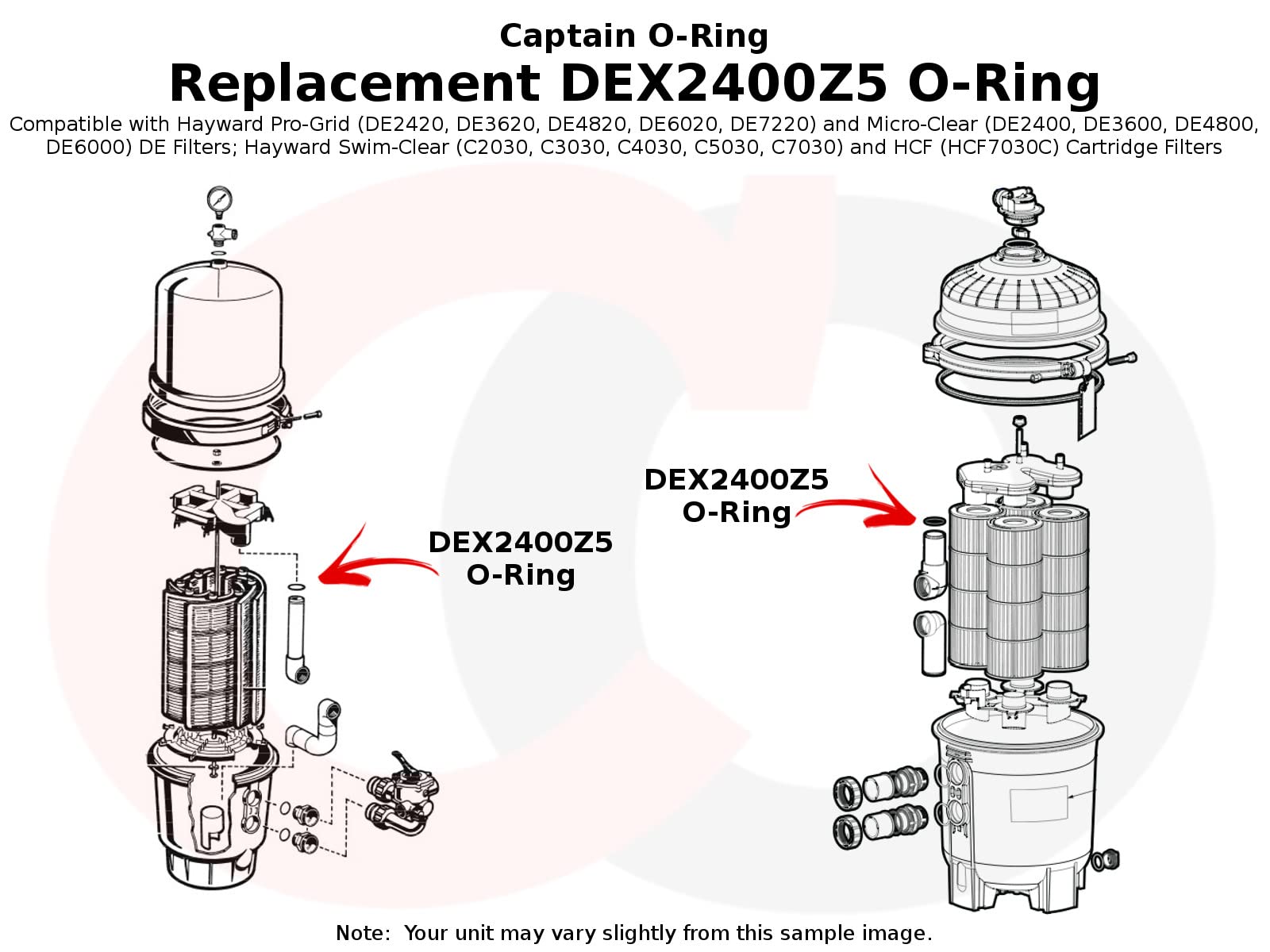 Captain O-Ring – Replacement DEX2400Z5 O-Ring for Hayward Outlet Elbow for Micro-Clear, Pro-Grid DE Filters and Swim-Clear, HCF Cartridge Filters (3 Pack)