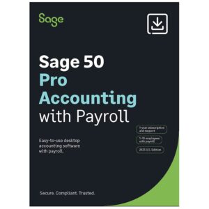 sage 50 pro accounting 2023 u.s. with payroll 1-year subscription small business accounting software [pc download]