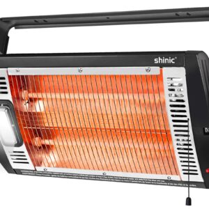 Electric Garage Heaters for Indoor Use, 1500W/750W Ceiling Mounted Radiant Quartz Heater with Work Light, 90° Rotation, 5 Mode Settings, Electric Heater for Garage, Shop, Patio Large Room