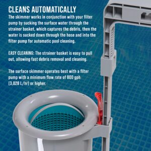 U.S. Pool Supply Premium Above Ground Pool Surface Skimmer, Wall Mount - Cleans Automatically, Attach to Inflatable Collars, Tubular & Metal Frame Pool Structures, Skim Debris Pool Maintenance Cleaner