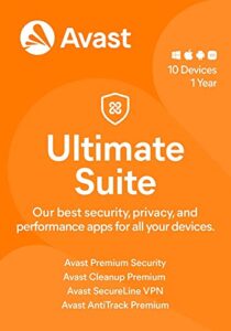 avast ultimate 2022 | premium security+antivirus+cleaner+vpn | 10 devices, 1 year [pc/mac/mobile download]