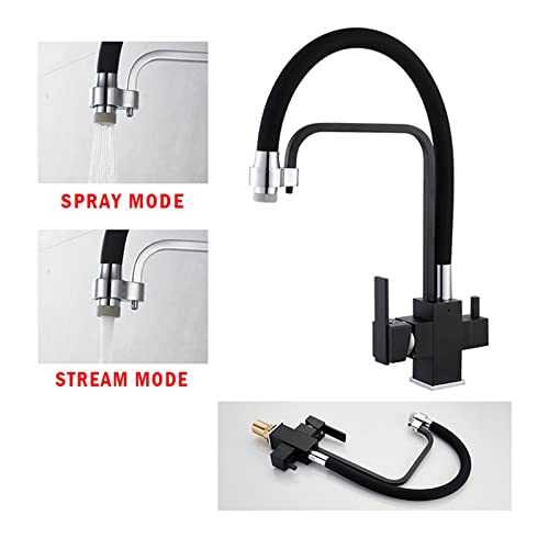 JEMITA Filter Kitchen Faucet Drinking Water Black Single Hole Mixer Tap 360 Rotation Pure Water Filter Kitchen Sinks Taps 6007 (Color : Black)