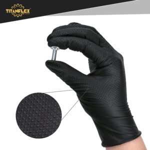 TitanFlex Medium Black Nitrile Gloves, 8-mil, 50-Pack, 100% Latex-Free, 60% More Gripping Power Than Regular Gloves, Heavy Duty Puncture Resistant, Professional Appearance