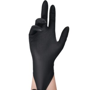 TitanFlex Medium Black Nitrile Gloves, 8-mil, 50-Pack, 100% Latex-Free, 60% More Gripping Power Than Regular Gloves, Heavy Duty Puncture Resistant, Professional Appearance