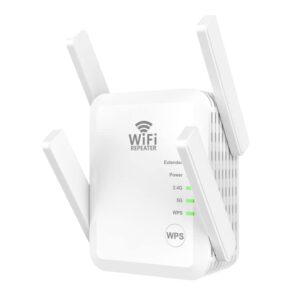 wifi extender booster repeater , up to 8000sq.ft and 45+ devices, 2.4&5ghz dual band wireless internet repeater and signal amplifier for home & outdoor, supports ethernet port