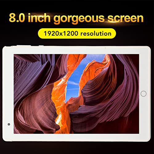 Kufoo HD Tablet, 2.4G WiFi 8in Tablet Silver Rear 8.0 Megapixels Front 2.0 Megapixels for Adults for Travel (US Plug)