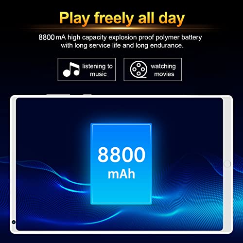 Kufoo HD Tablet, 2.4G WiFi 8in Tablet Silver Rear 8.0 Megapixels Front 2.0 Megapixels for Adults for Travel (US Plug)