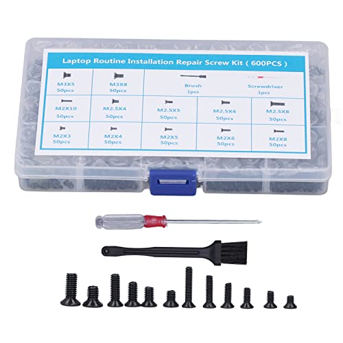 Computer Screw, Electronic Repair Screws Kit Carbon Steel Flat Head Black Various Sizes for Electronics