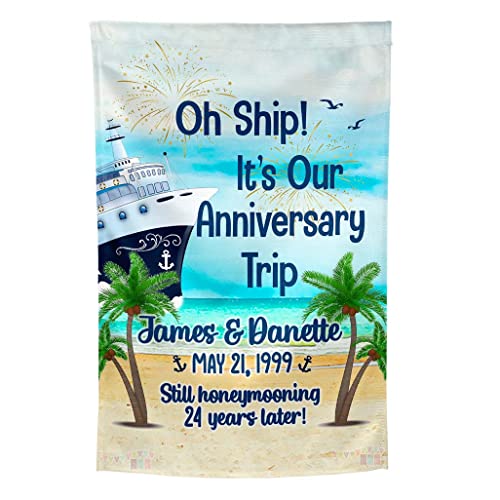 Oh Ship! It's Our Anniversary Trip - Cruise Door Decoration - PERSONALIZED - Banner - Flag - Standard or Premium Fabric - CF004