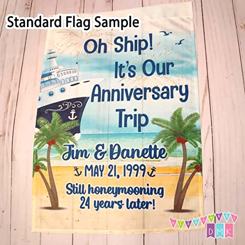 Oh Ship! It's Our Anniversary Trip - Cruise Door Decoration - PERSONALIZED - Banner - Flag - Standard or Premium Fabric - CF004