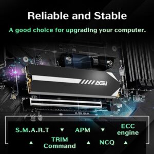 AGI 1TB AI818 PCIe NVMe M.2 Gen4x4 SLC Cache 3D TLC NAND Flash Internal Solid State Drive SSD with Heat Sink (R/W Speed up to 5000/4500 MBs)