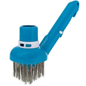 u.s. pool supply corner vacuum head brush with stainless steel bristles, adjustable suction ring - scrub remove calcium buildup, rust stains on concrete swimming - sweep debris corners, steps, walls