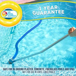 U.S. Pool Supply Corner Vacuum Head Brush with Stainless Steel Bristles, Adjustable Suction Ring - Scrub Remove Calcium Buildup, Rust Stains on Concrete Swimming - Sweep Debris Corners, Steps, Walls