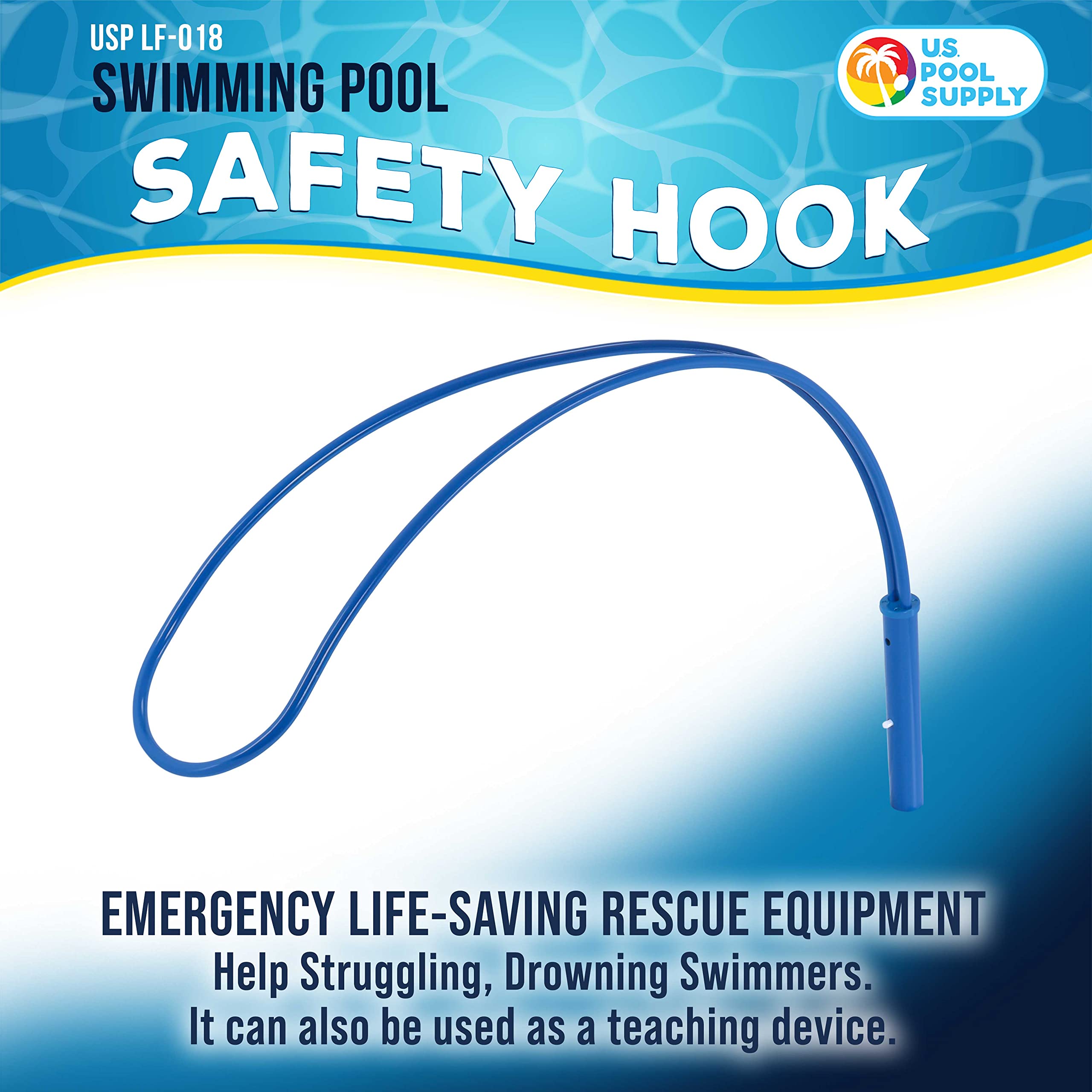 U.S. Pool Supply Swimming Pool Safety Hook - Emergency Life-Saving Rescue Equipment, Help Struggling, Drowning Swimmers, Teaching Preserver - Strong Aluminum Alloy, Attaches to 1-1/4" Telescopic Poles