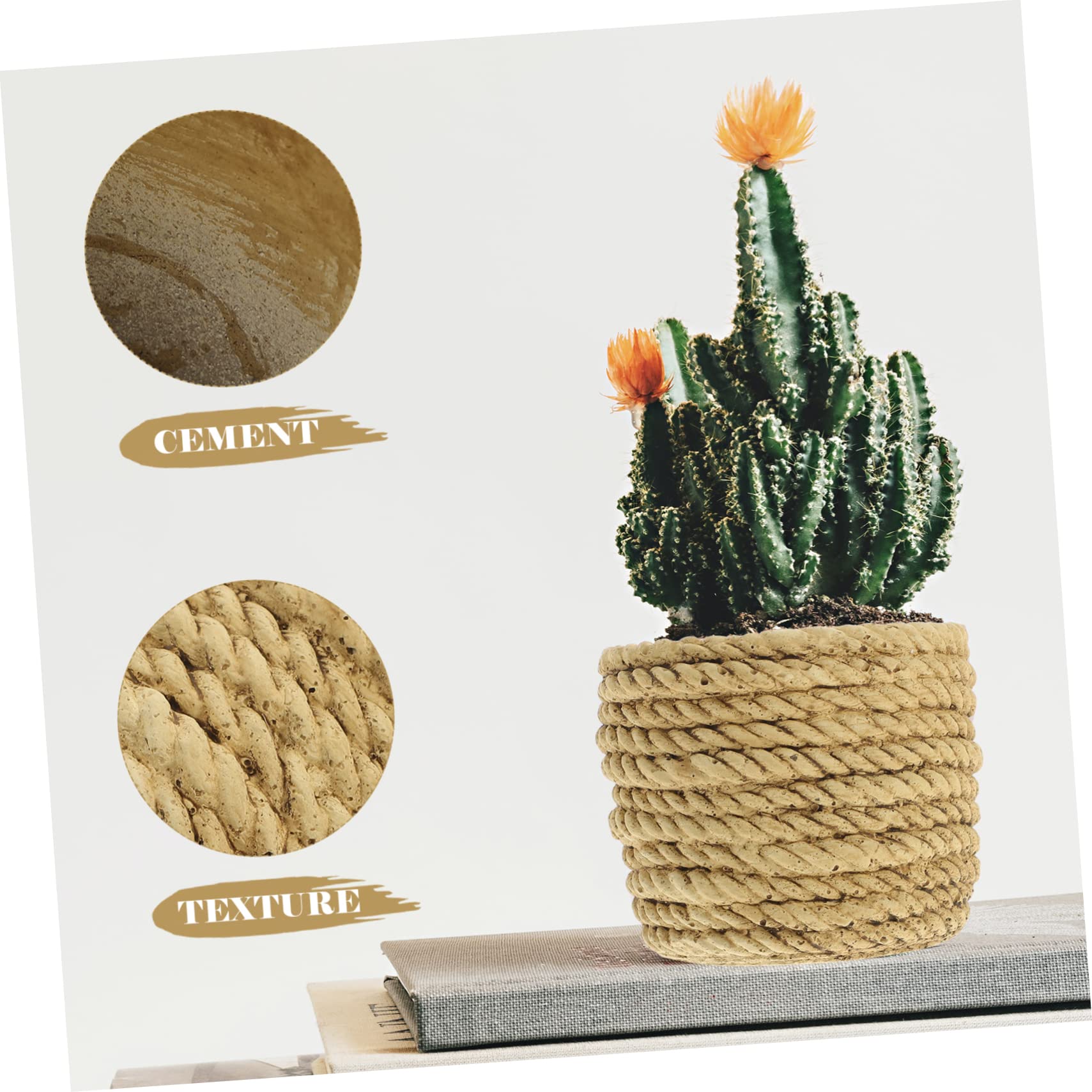 DOITOOL Container Basket Succulents Fake Decorative Plant for Bonsai Cement Woven Small Rustic Simulation Decoration Home Planter Cactus Window Yellow Succulent Pots Rattan Flower Pot