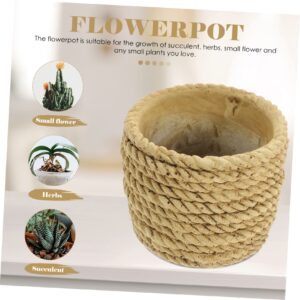 DOITOOL Container Basket Succulents Fake Decorative Plant for Bonsai Cement Woven Small Rustic Simulation Decoration Home Planter Cactus Window Yellow Succulent Pots Rattan Flower Pot