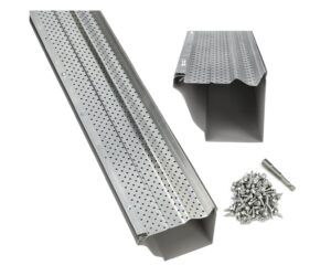 a-m gutter guard - aluminum 5" (100 feet, mill finish) with 100-1/2" #8 stainless steel zip screws - includes 1/4" magnetic hex driver