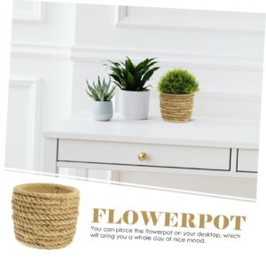 DOITOOL Container Basket Succulents Fake Decorative Plant for Bonsai Cement Woven Small Rustic Simulation Decoration Home Planter Cactus Window Yellow Succulent Pots Rattan Flower Pot