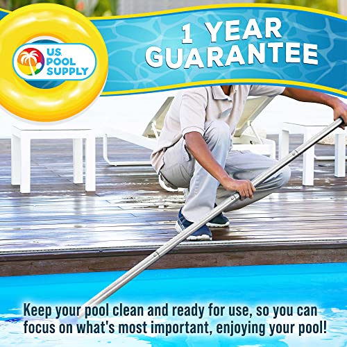 U.S. Pool Supply 10.5 Foot Aluminum Telescopic Swimming Pool Pole - 8 Adjustable Connecting Sections, Expandable Step-Up Length - Attach Connect Skimmer Nets, Rakes, Brushes, Vacuum Heads, Maintenance