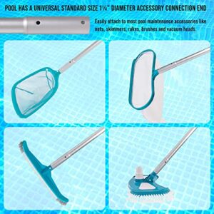 U.S. Pool Supply 10.5 Foot Aluminum Telescopic Swimming Pool Pole - 8 Adjustable Connecting Sections, Expandable Step-Up Length - Attach Connect Skimmer Nets, Rakes, Brushes, Vacuum Heads, Maintenance