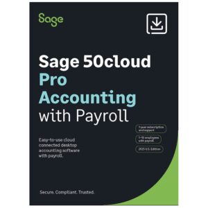 sage 50cloud pro accounting 2023 u.s. with payroll 1-yr subscription business accounting software [pc download]